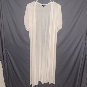 Torrid Cream Lightweight Duster Cardigan Short Sleeve Open Front Womens Size 0